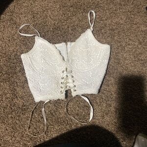 Cream Bustier Camisole with Tie Front
